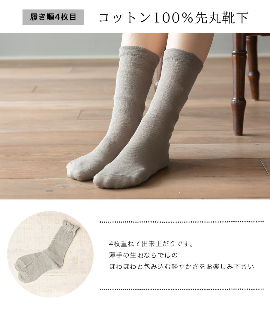 冷え取り靴下 4足セット(シルク&コットン 五本指+先丸)
