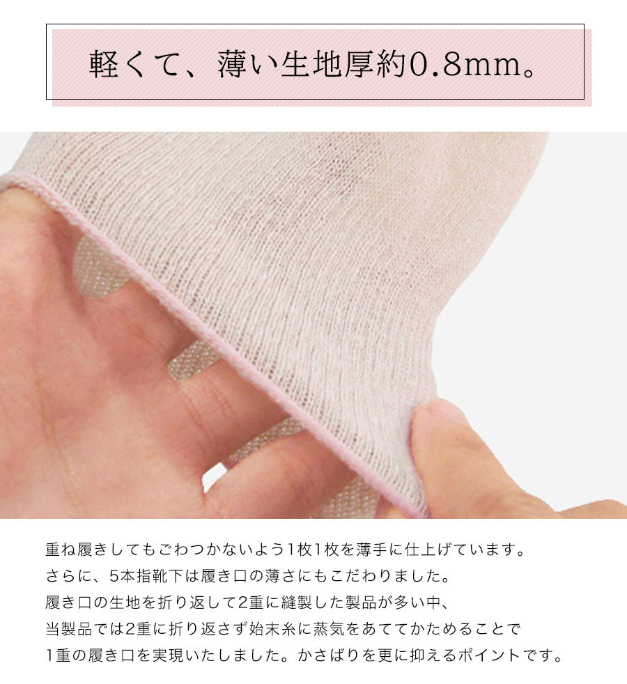 冷え取り靴下 4足セット(シルク&コットン 五本指+先丸)