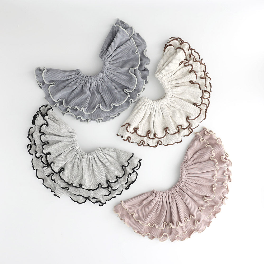 【G55】オーガニック二重フリルスタイstitch frill lib bib
