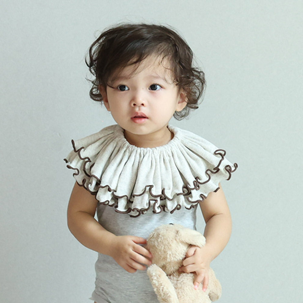 【G55】オーガニック二重フリルスタイstitch frill lib bib