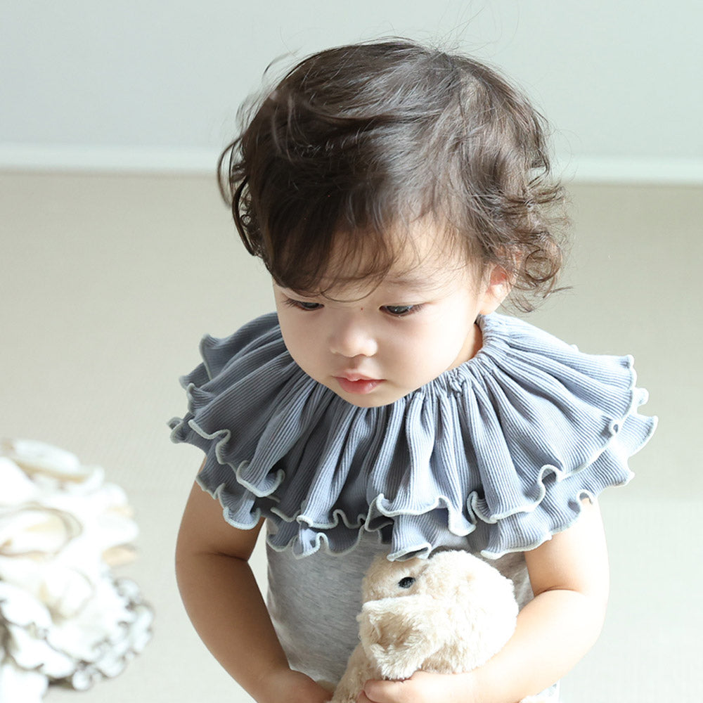 【G55】オーガニック二重フリルスタイstitch frill lib bib