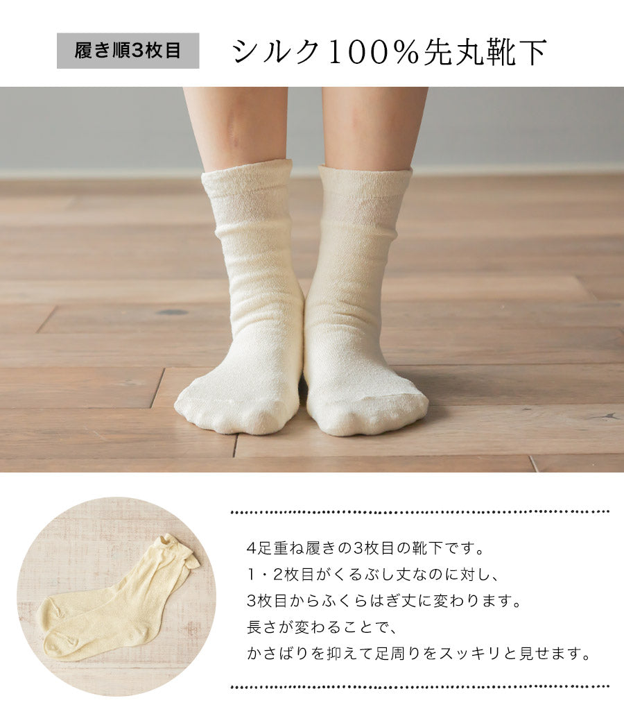 冷え取り靴下 4足セット（シルク＆コットン 五本指＋先丸）