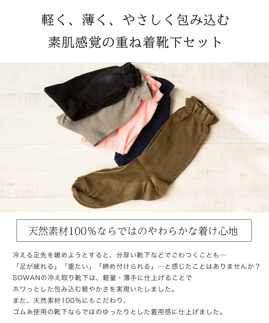 冷え取り靴下 4足セット（シルク＆コットン 五本指＋先丸）
