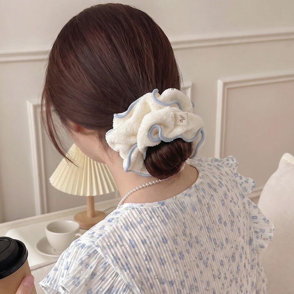 【1〜2個セット】パイル バイカラー シュシュ